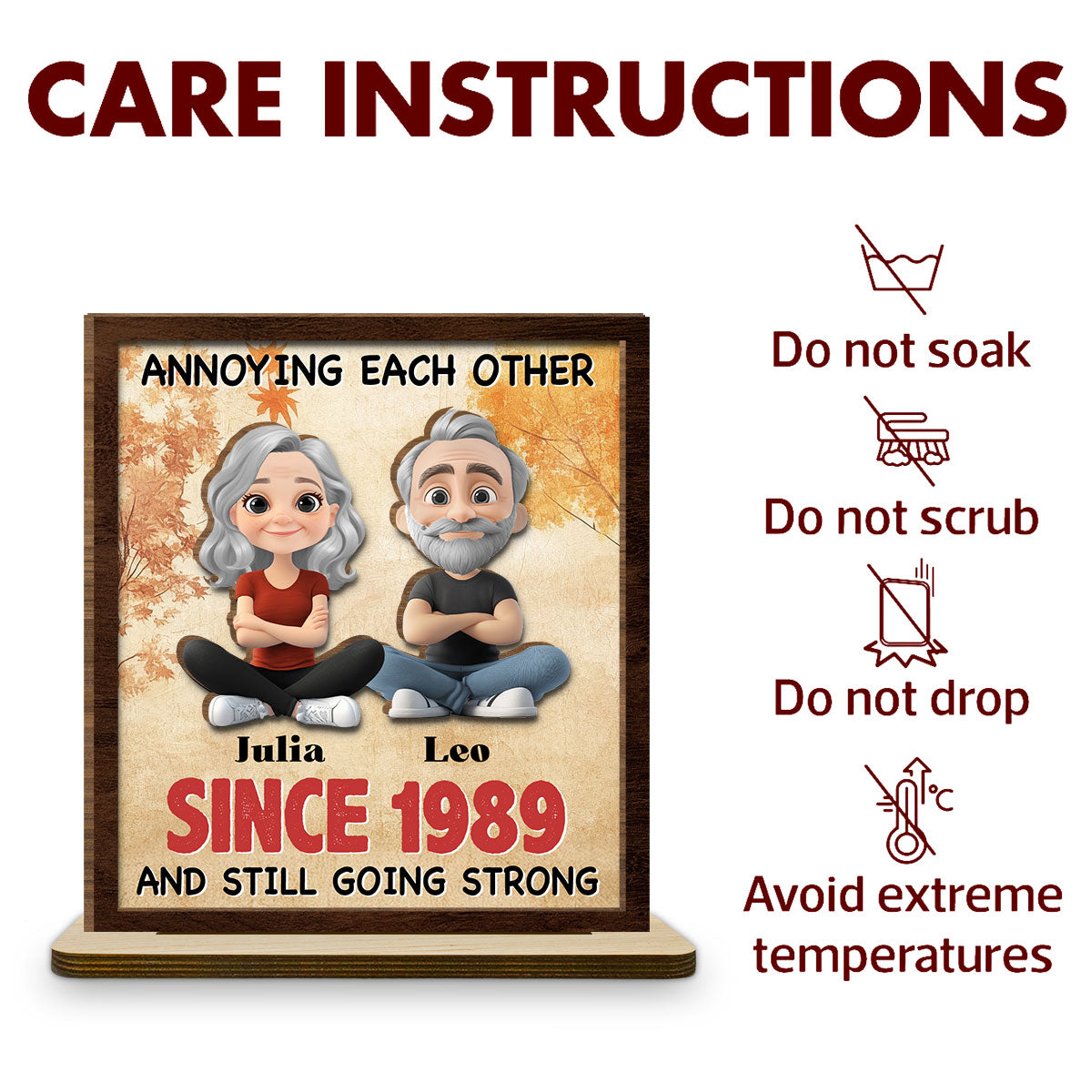 Together Forever - Personalized Custom 2-Layer Wood Plaque With Flat Base