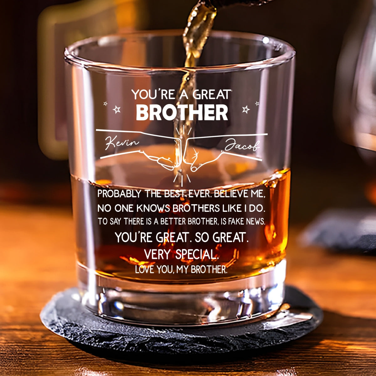 You Are A Great Brother - Personalized Custom Whiskey Glass