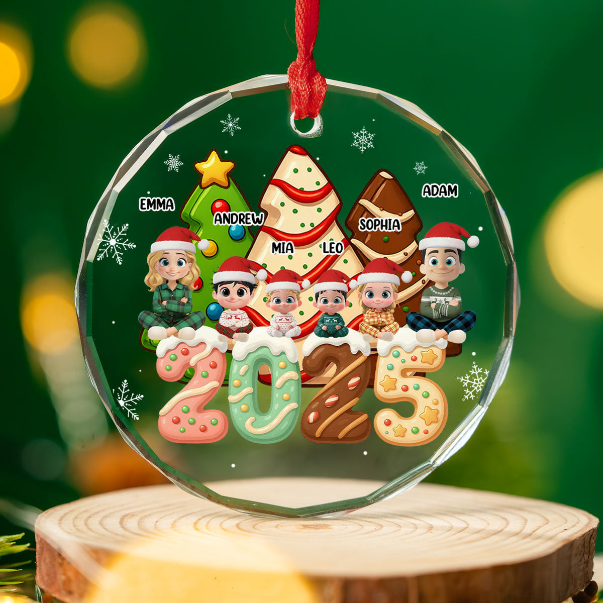 Family Cake - Personalized Custom Glass Ornament