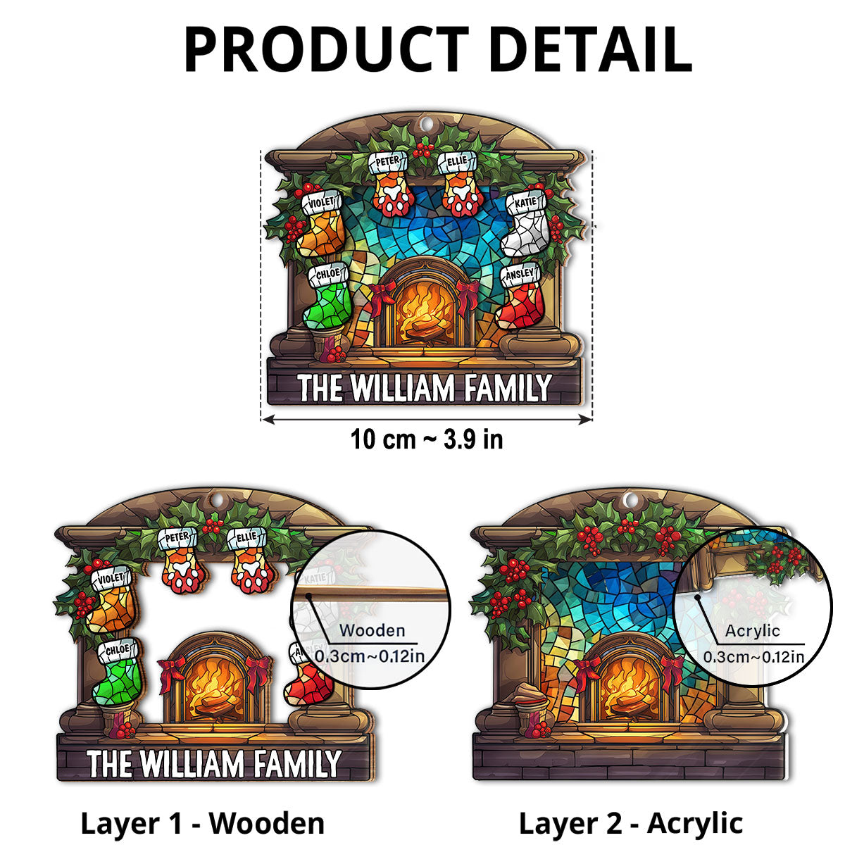 Warm Stockings - Personalized Custom Suncatcher Ornament