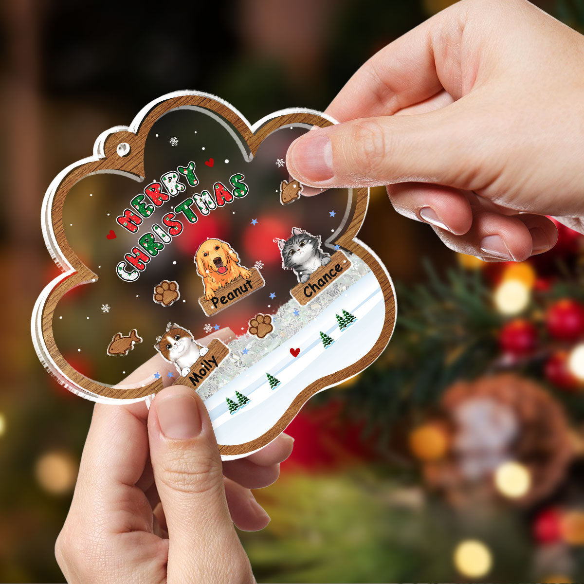 Merry Christmas Ver Pet - Personalized Custom Acrylic Shaker Ornament