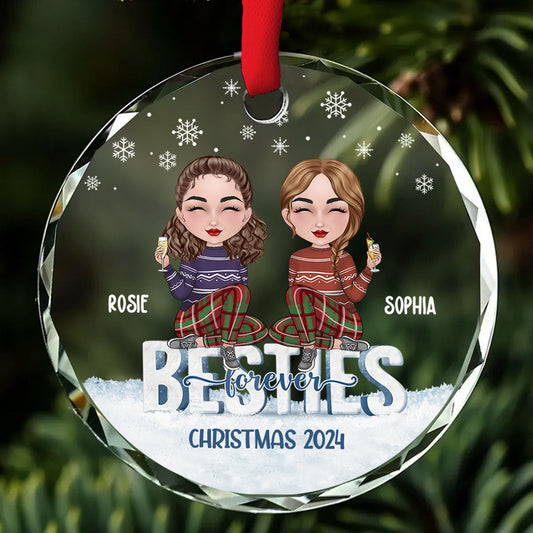 Besties Forever - Personalized Custom Glass Ornament