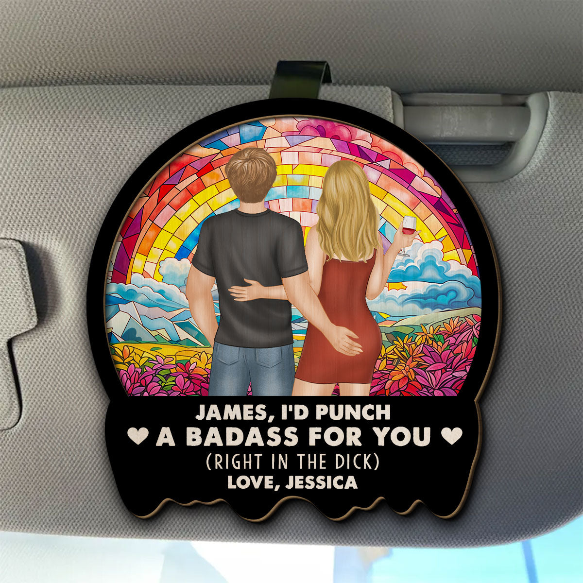 Punch A Badass For You Boyfriend Husband - Personalized Custom Car Visor Clip