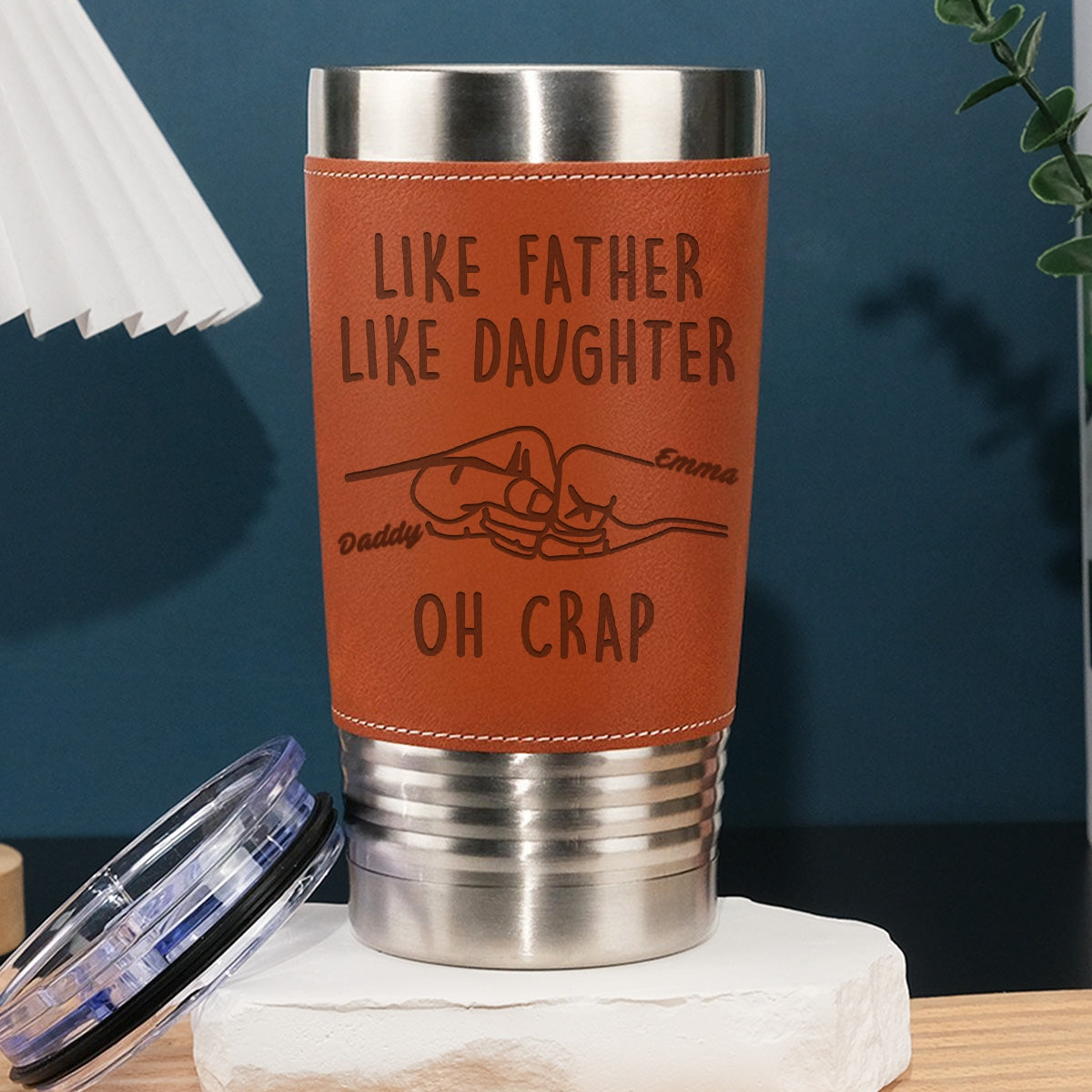 Like Father Like Daughter - Personalized Custom Engraved Leather Tumbler