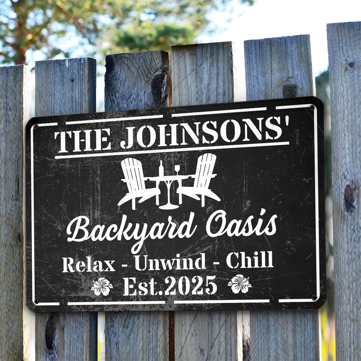 Welcome To Our Backyard Oasis - Personalized Custom Metal Sign