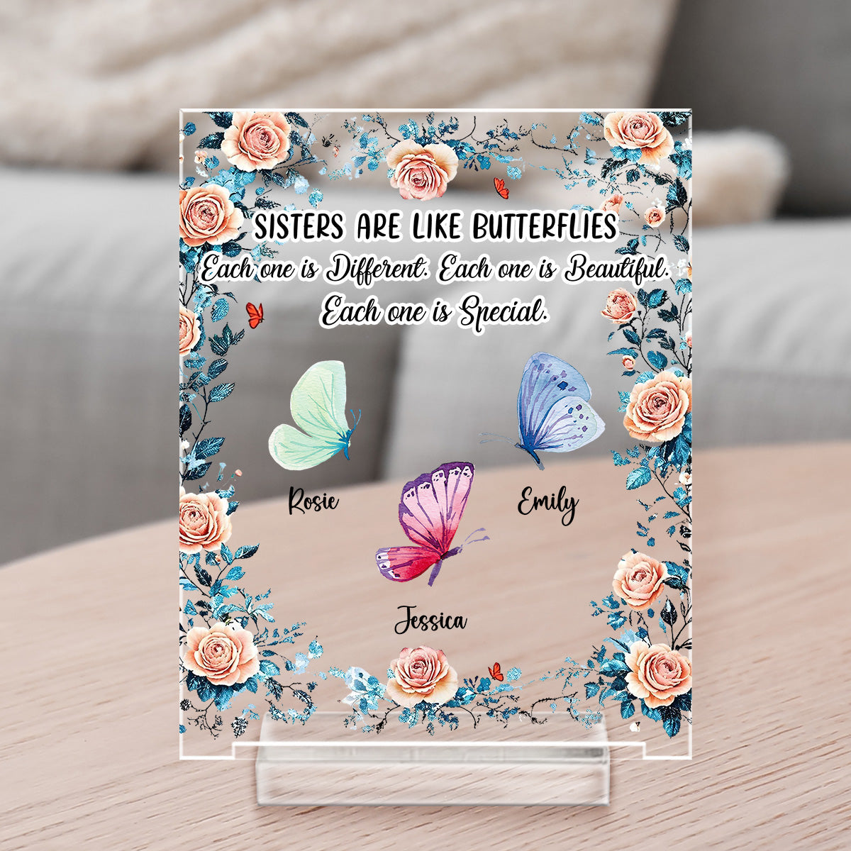 Sisters Make The Good Times Unforgettable - Personalized Custom Acrylic Plaque With Base