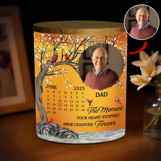 The Moment Your Heart Stopped Mine Changed Forever - Personalized Custom Glass Jar With LED Candle