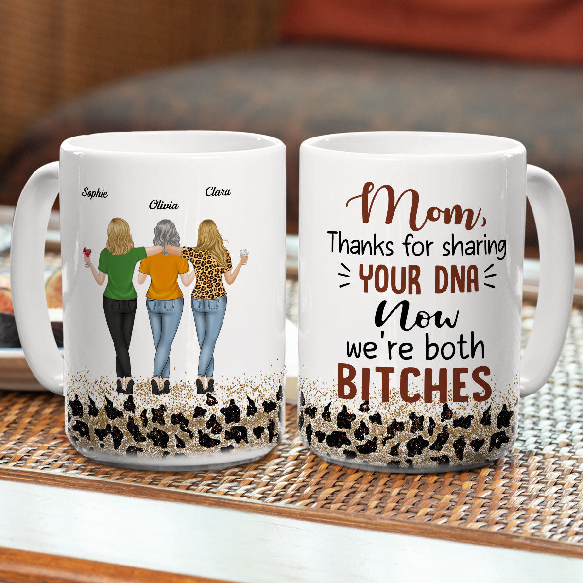Mom Thanks For Sharing Your DNA - Personalized Custom Coffee Mug