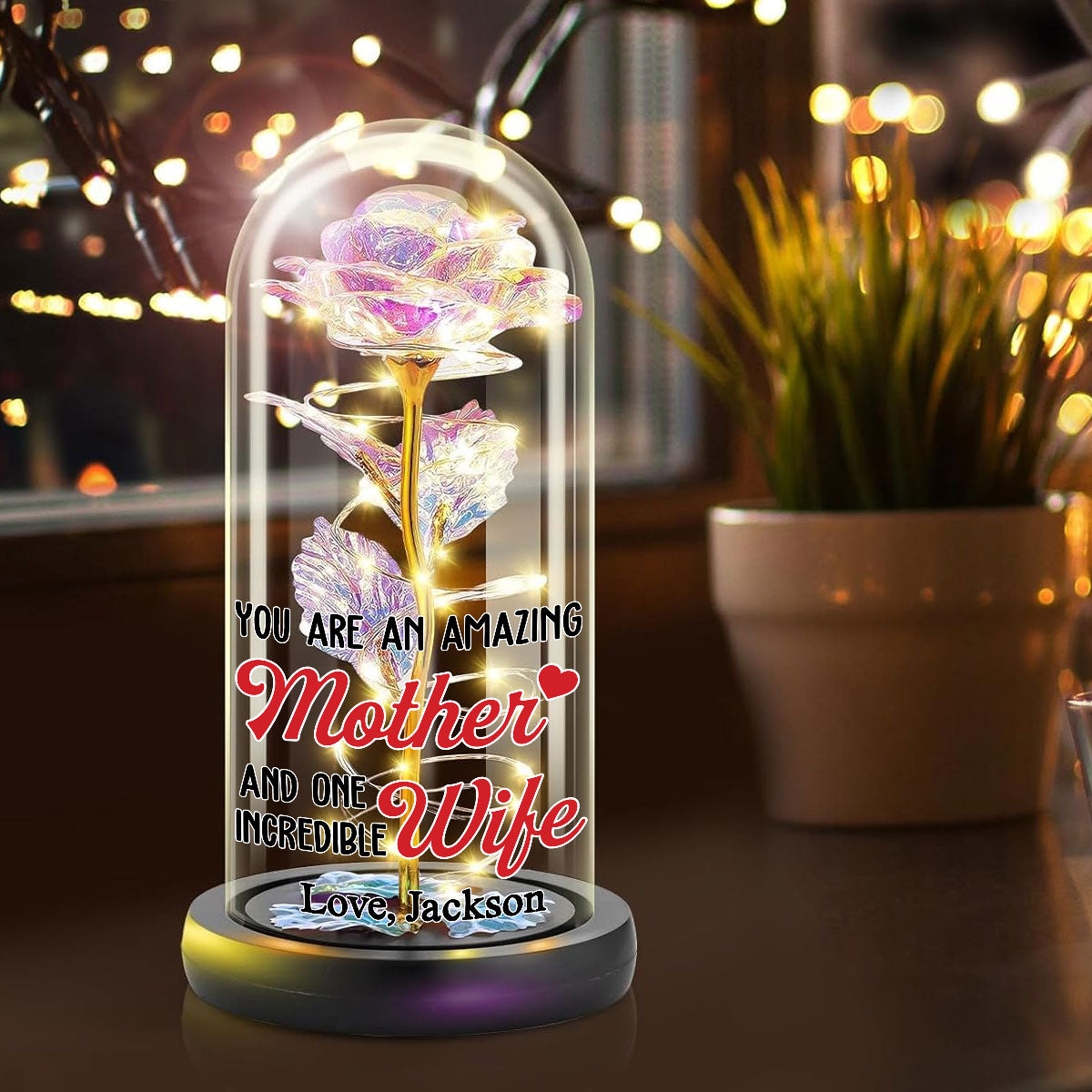 Amazing Mother - Personalized Custom Sparkly Rose