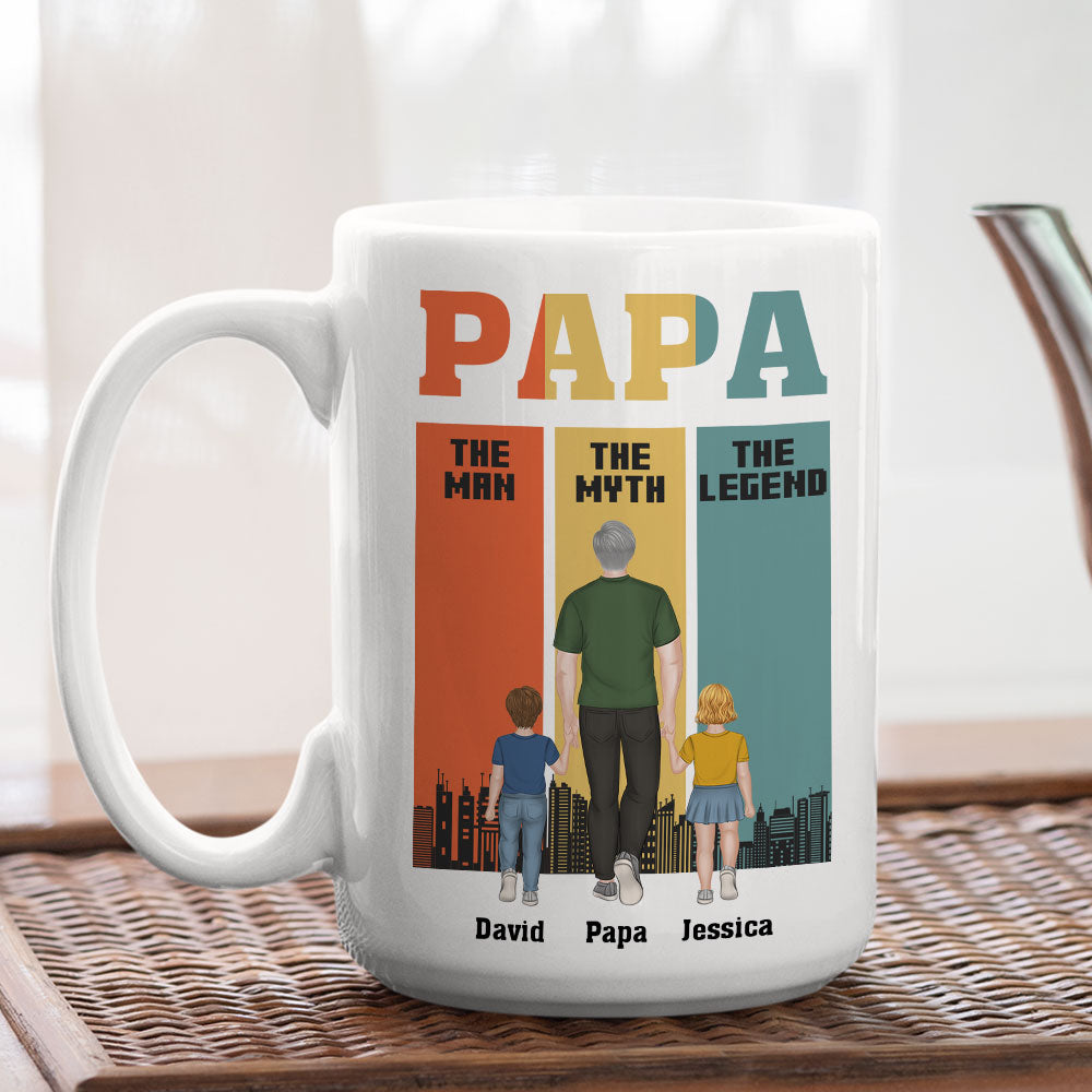 Papa The Man The Legend - Personalized Custom Coffee Mug