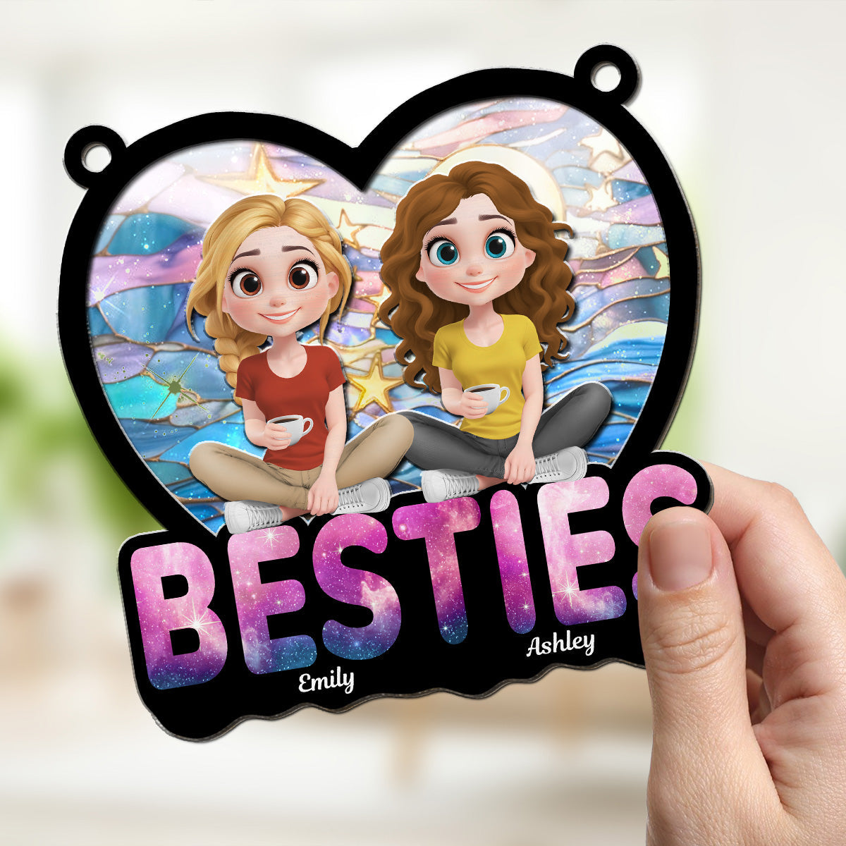 Stars And Moon - Personalized Custom Suncatcher 