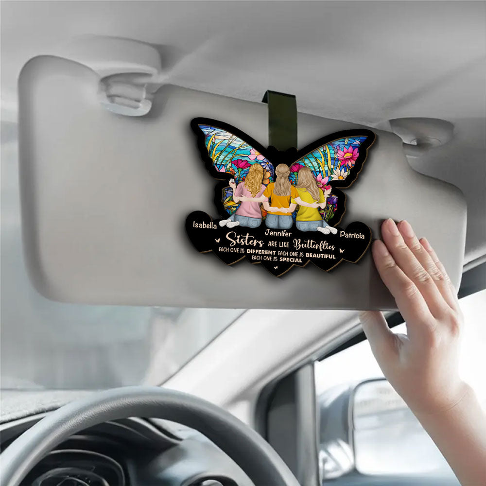 Sisters Are Like Butterflies - Personalized Custom Car Visor Clip