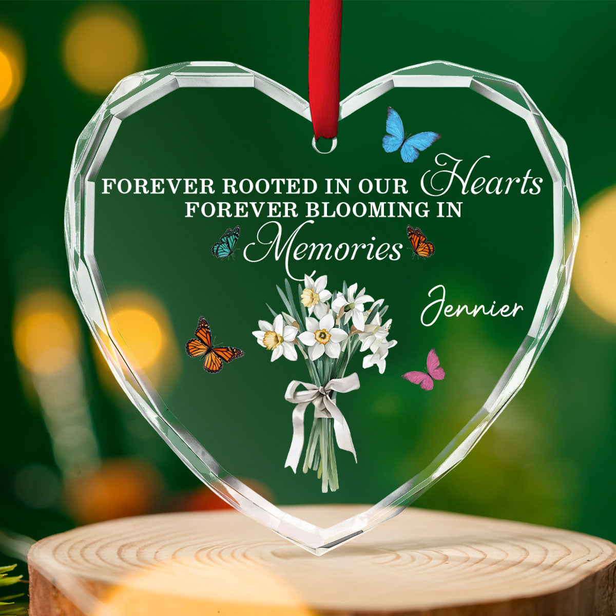Your Memory Will Forever Bloom - Personalized Custom Glass Ornament