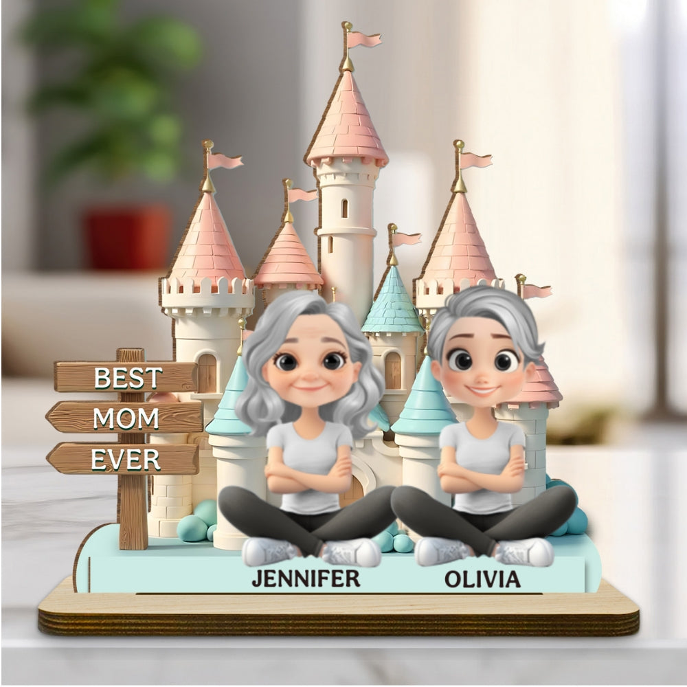 Best Mom Ever Version 2 - Personalized Custom 2-Layer Wood Plaque With Flat Base