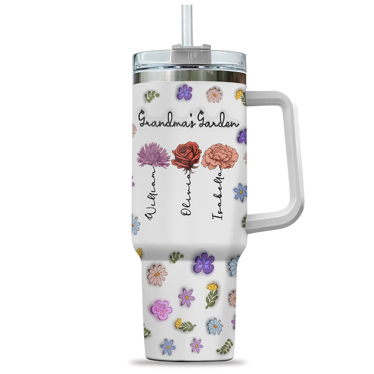 Grandma Your Love Is Always In Bloom - Personalized Custom 3D Inflated Effect Printed 40 Oz Tumbler