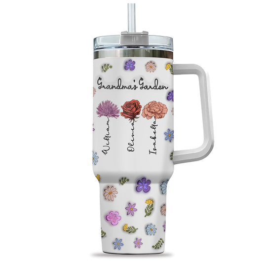 Grandma Your Love Is Always In Bloom - Personalized Custom 3D Inflated Effect Printed 40 Oz Tumbler