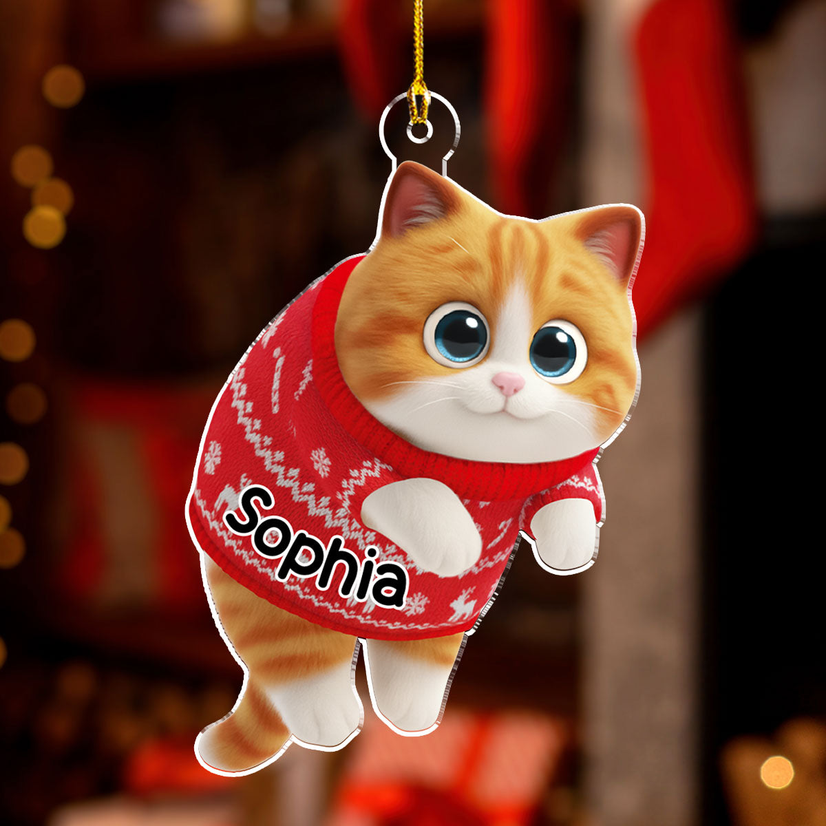 Hanging Cat Cartoonize - Personalized Custom Acrylic Ornament