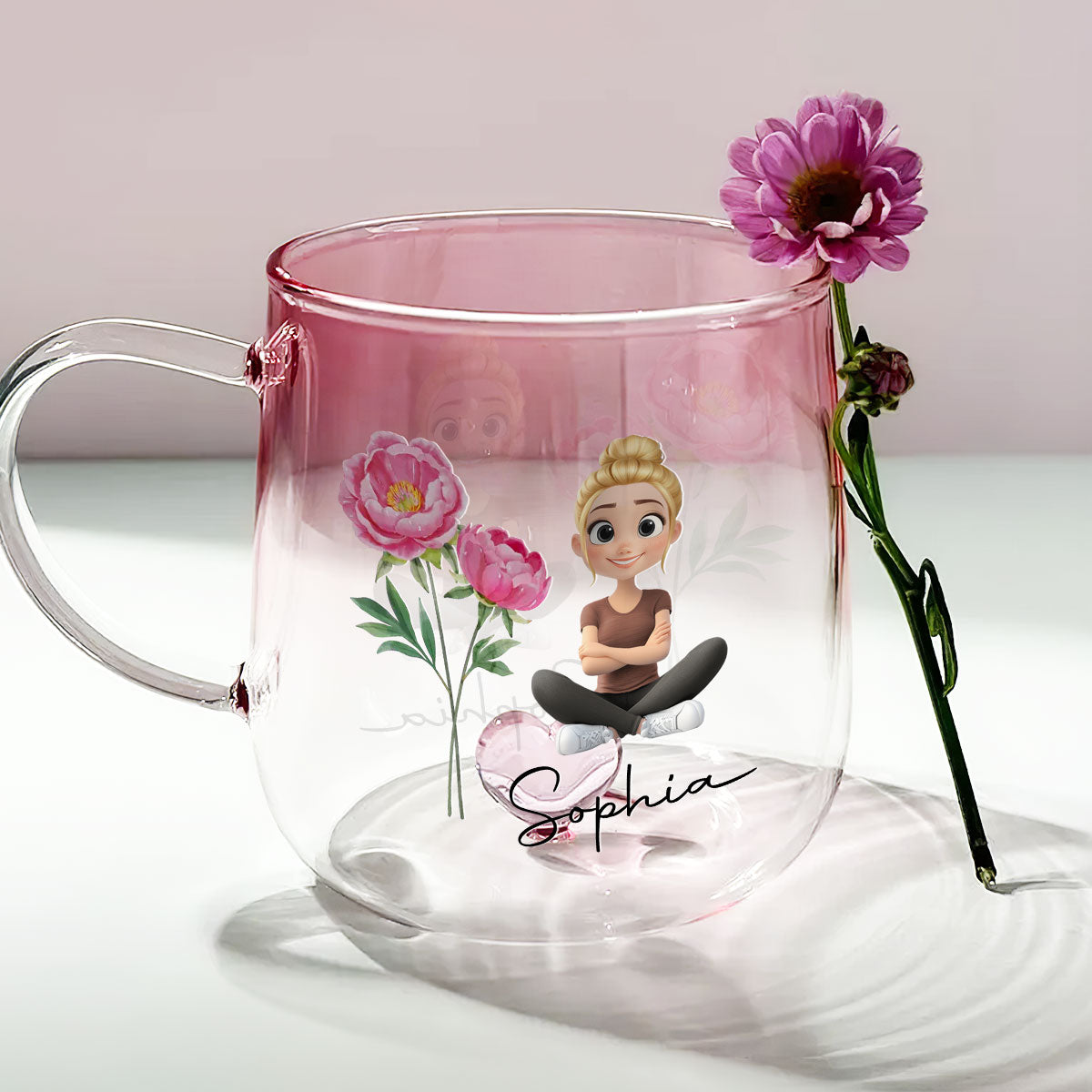 You Are Beautiful Flower - Personalized Custom Pink Gradient Glass Mug