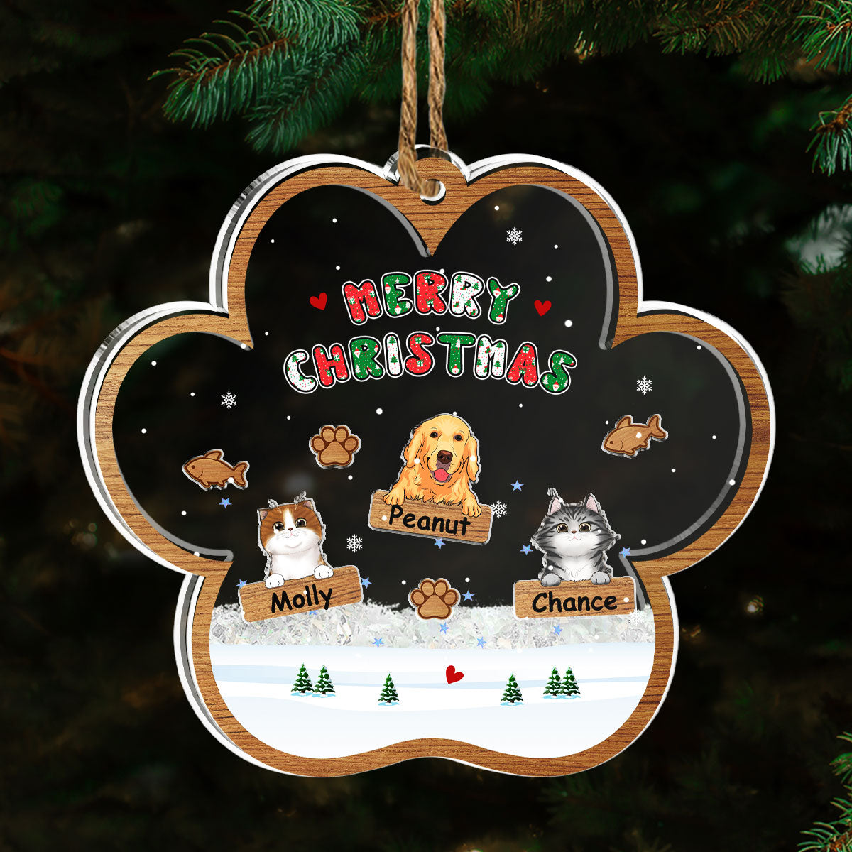 Merry Christmas Ver Pet - Personalized Custom Acrylic Shaker Ornament
