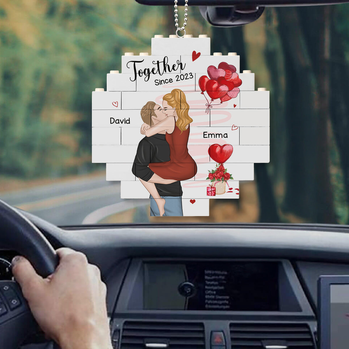 I Love You Forever - Personalized Custom Puzzle Car Ornament