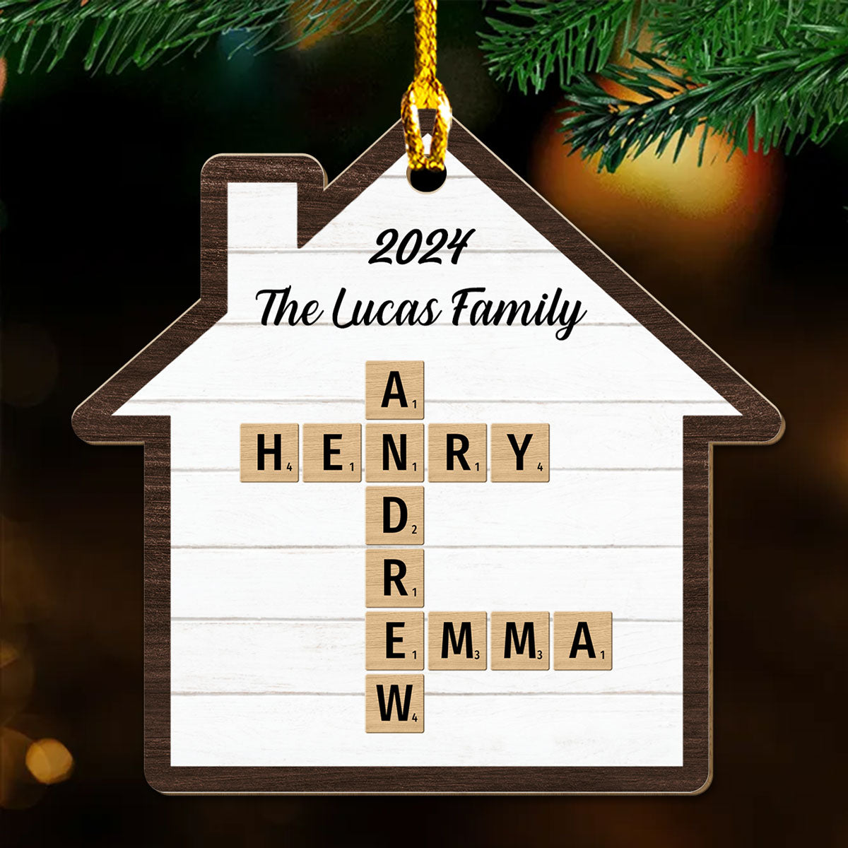 Happy Family - Personalized Custom Wood Ornament