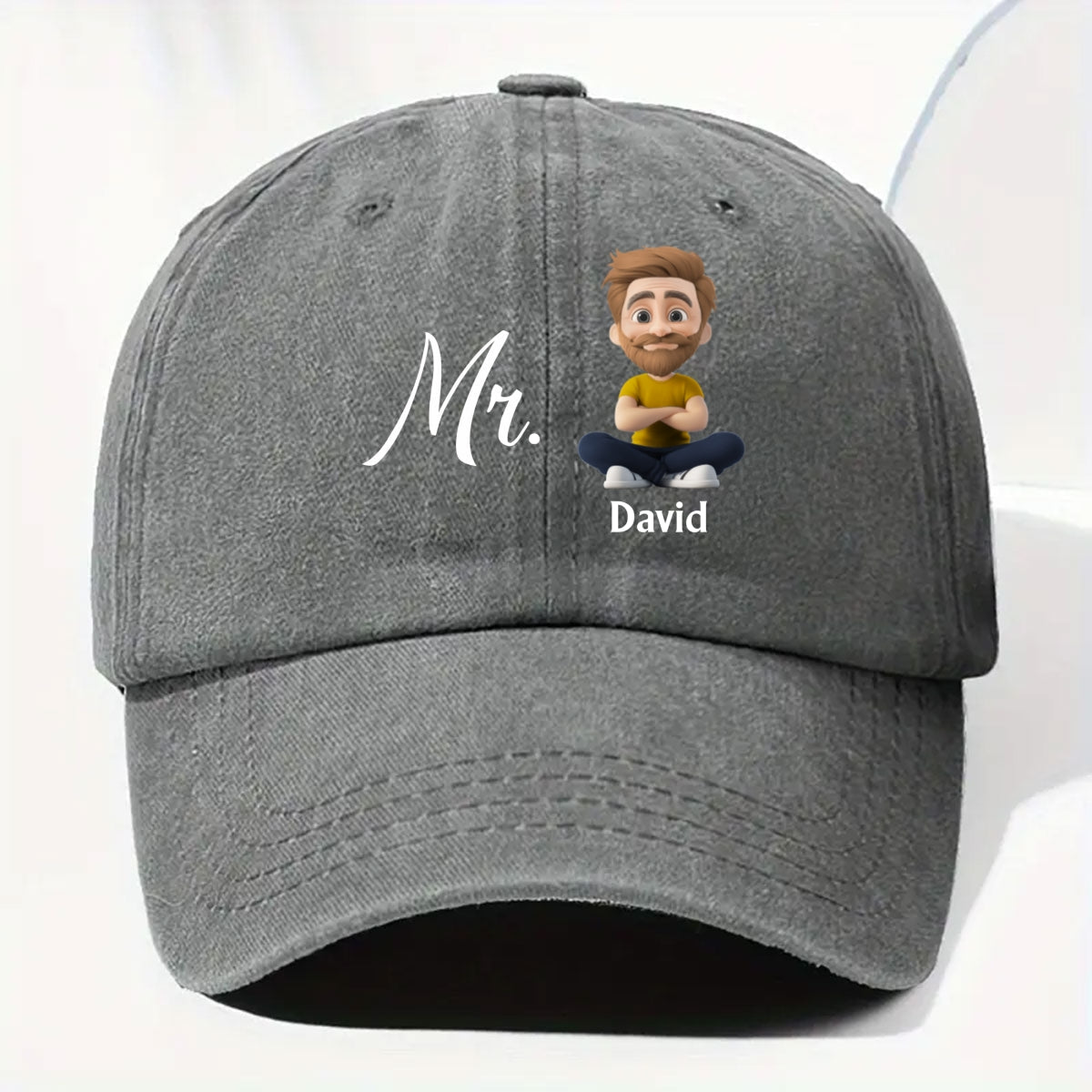 Mr And Mrs - Personalized Custom Vintage Washed Denim Cap