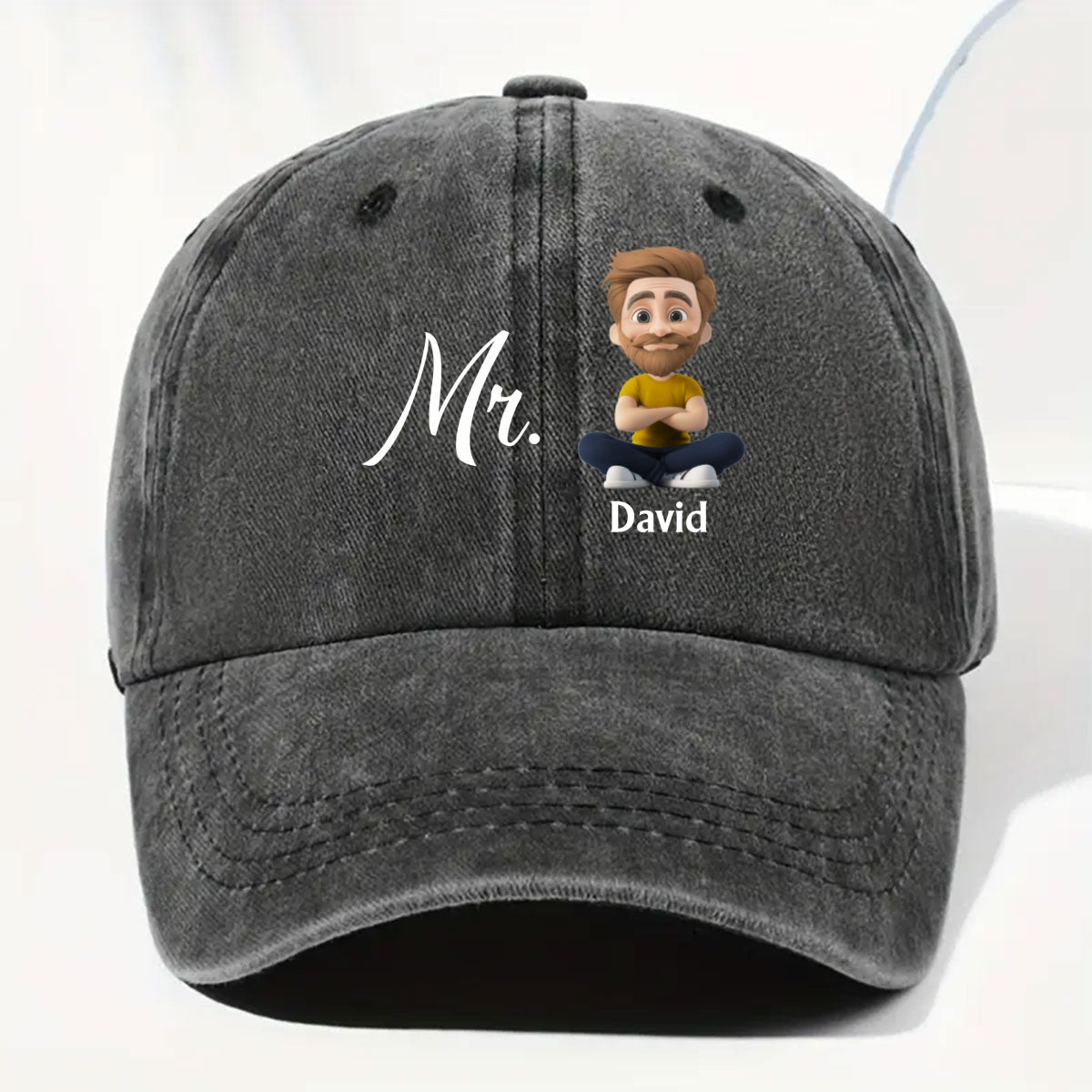 Mr And Mrs - Personalized Custom Vintage Washed Denim Cap