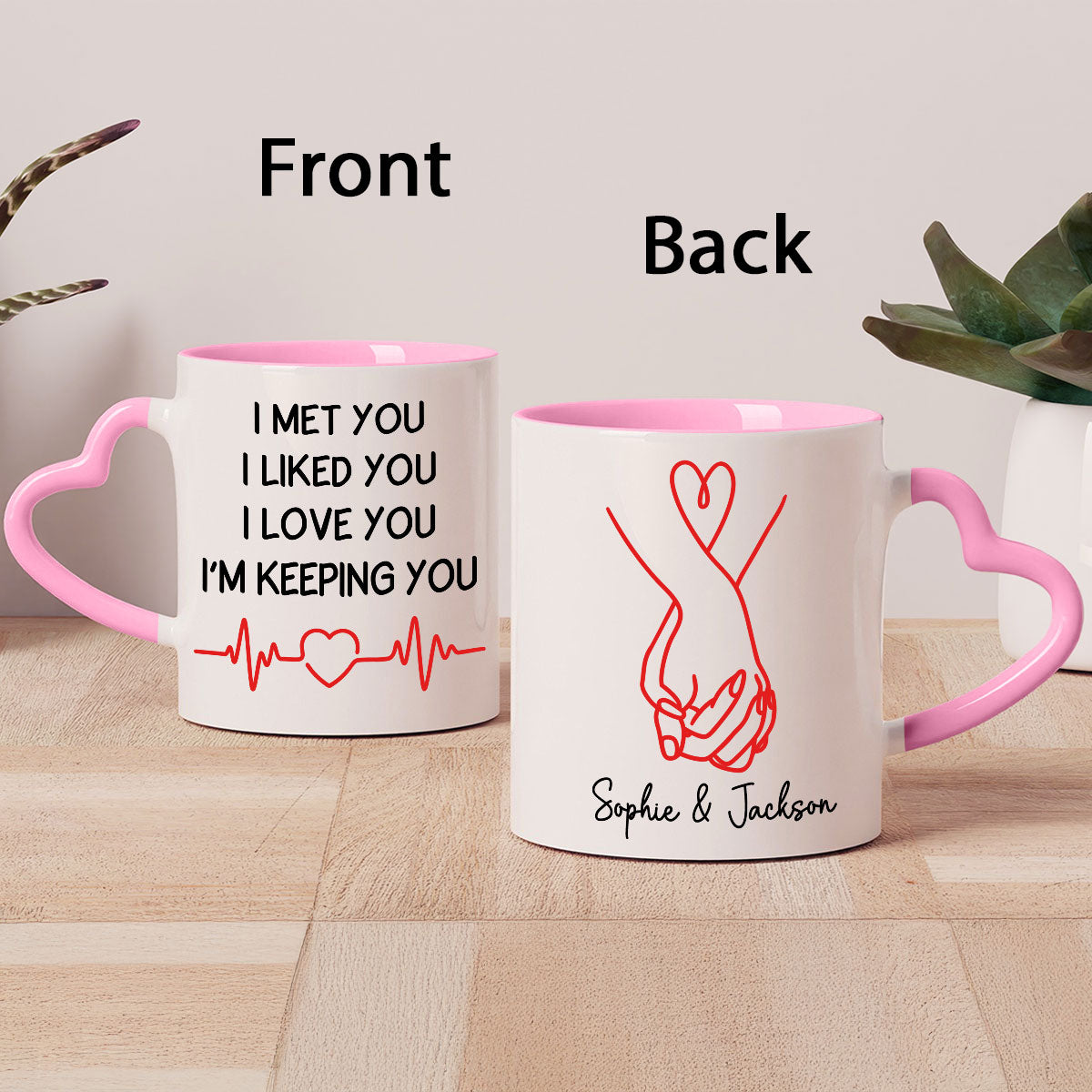 Keeping You - Personalized Custom Heart Handle Mug