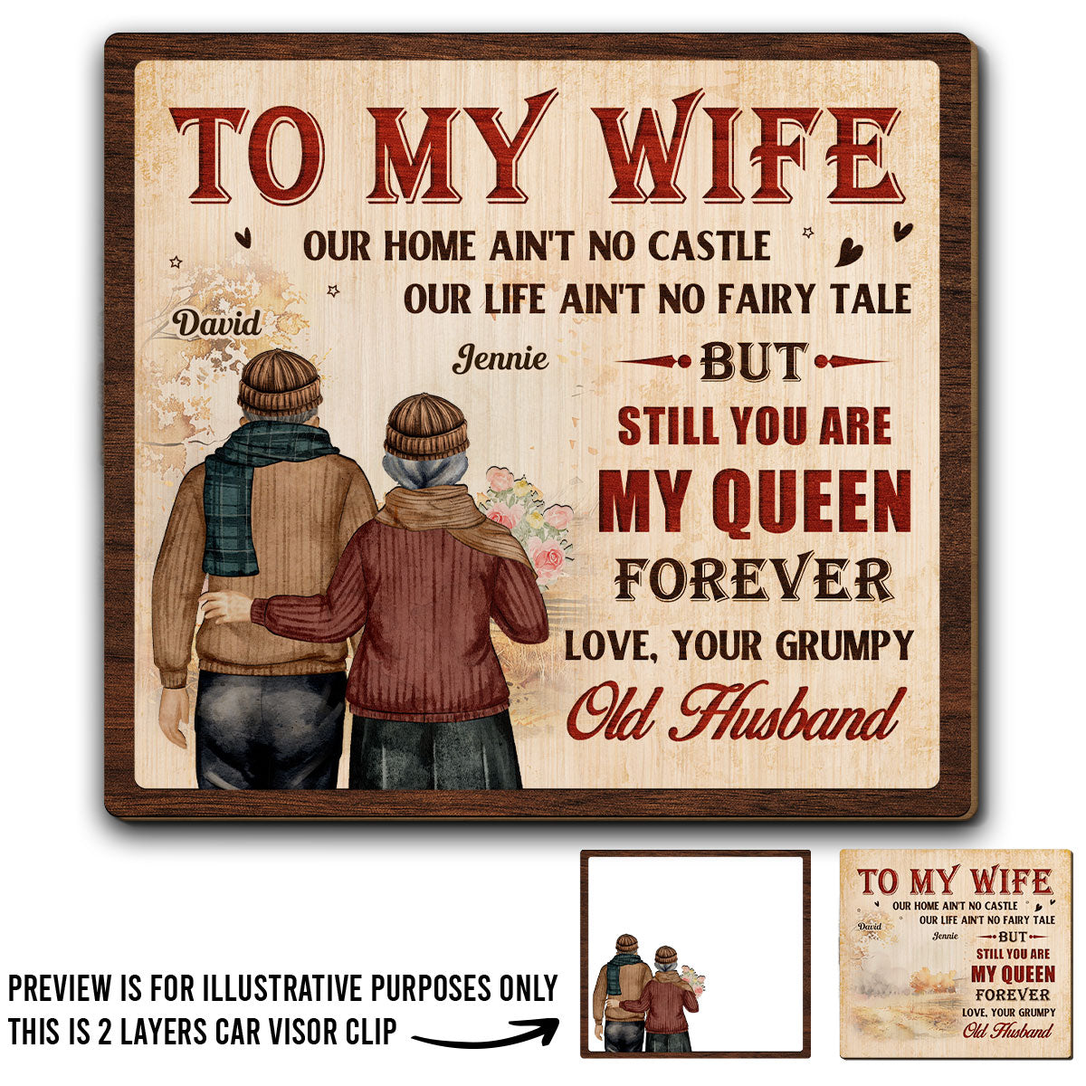 To My Queen - Personalized Custom Car Visor Clip