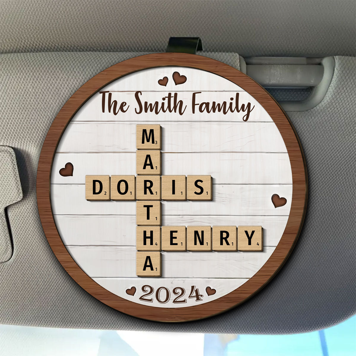 Family Crossword - Personalized Custom Car Visor Clip