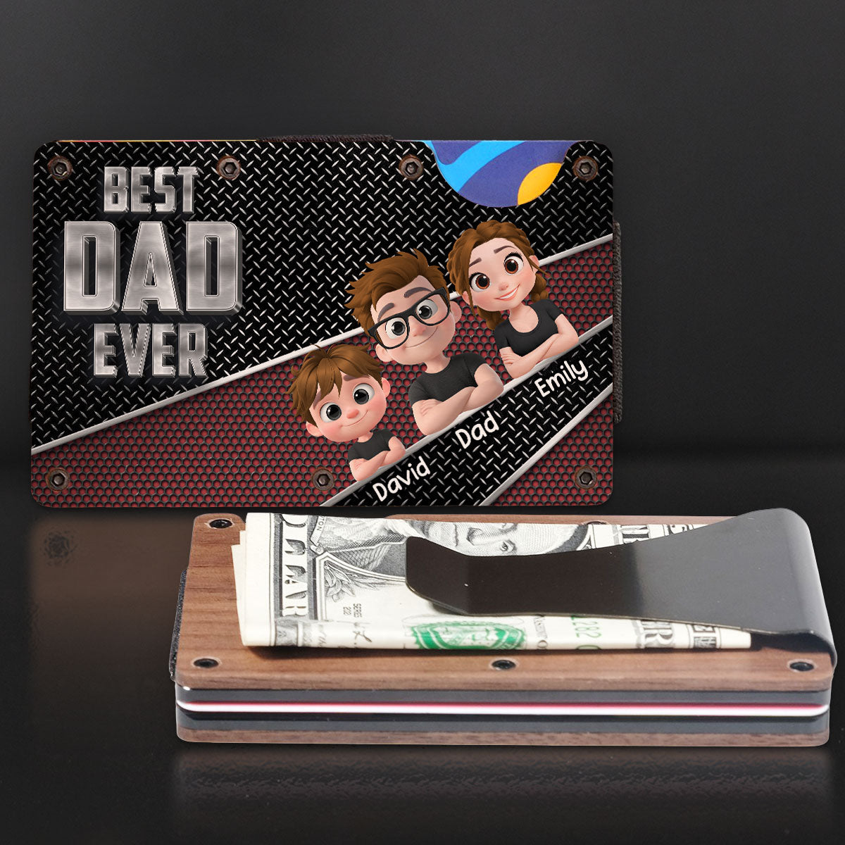 Best Daddy Ever - Personalized Custom Wooden Card Holder