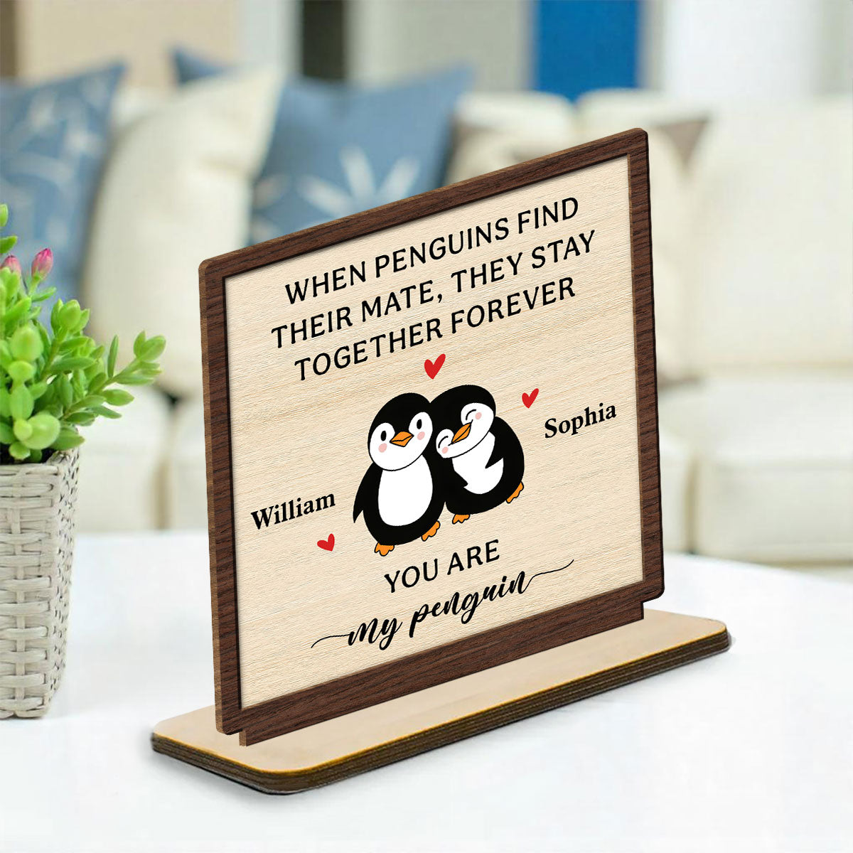 Together Forever - Personalized Custom 2-Layer Wood Plaque With Flat Base
