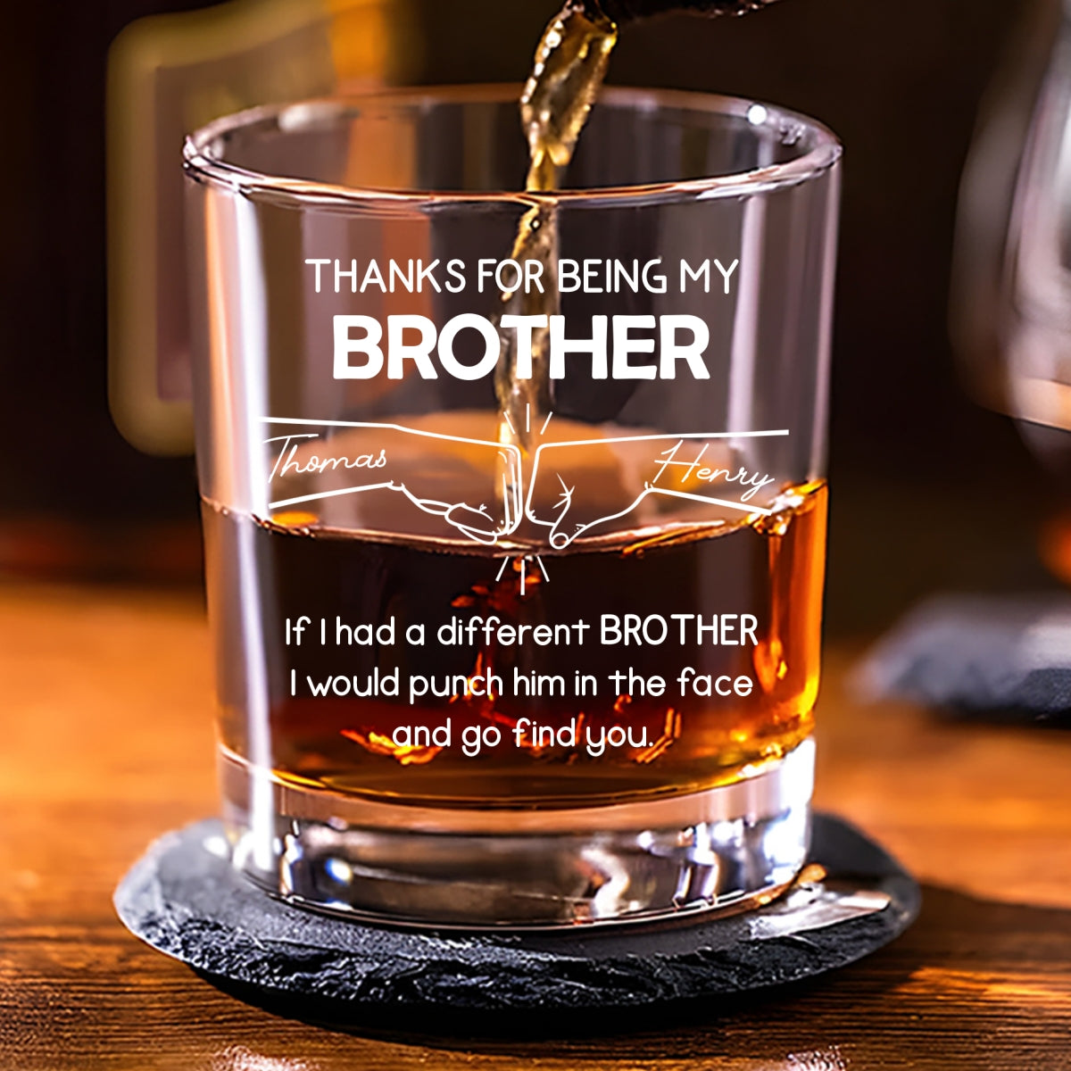 Thanks For Being My Brother - Personalized Custom Whiskey Glass