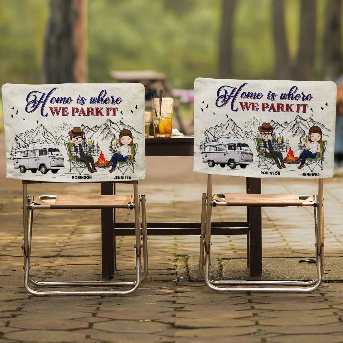 Home Is Where We Park It - Personalized Custom Camping Chair Cover