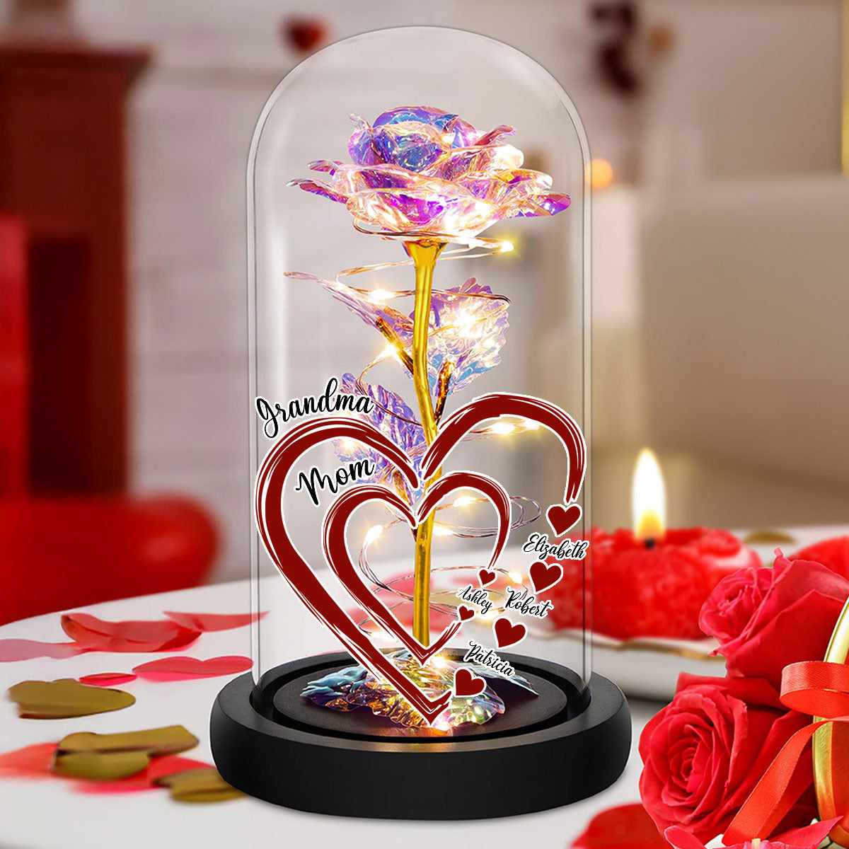 Sweethearts Of Mom - Personalized Custom Sparkly Rose