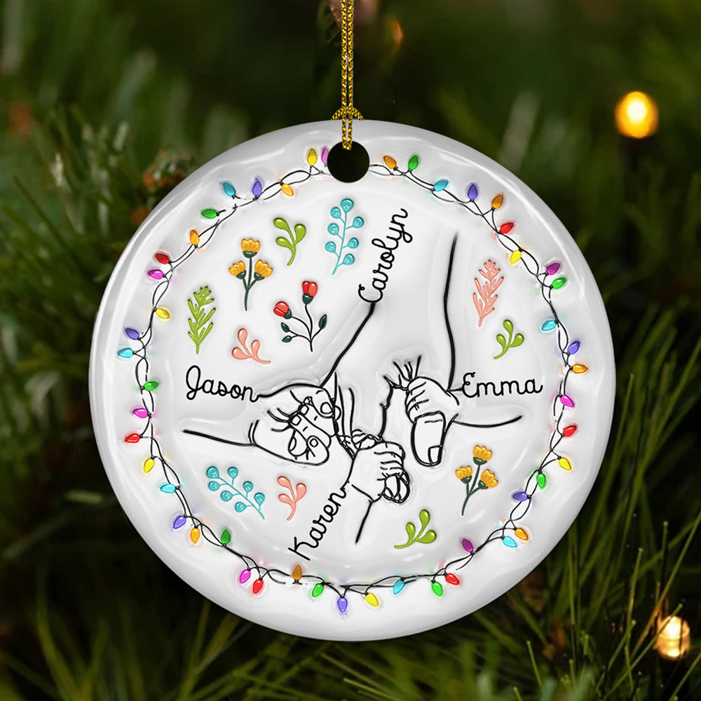 Nana Hold Our Hands - Personalized Custom 3D Inflated Effect Ceramic Ornament