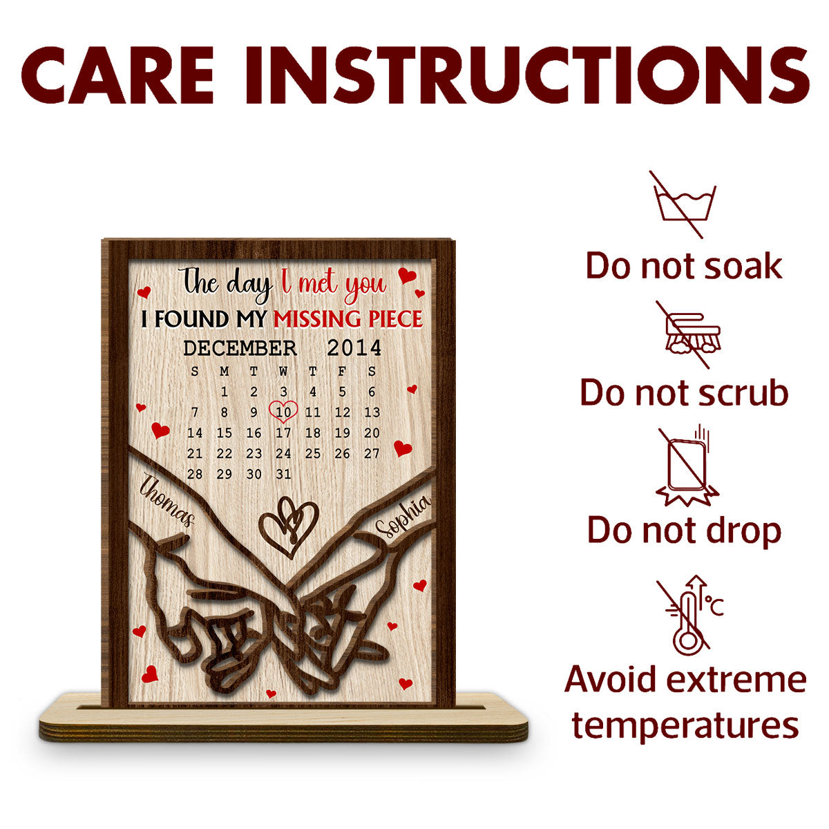 I Found You - Personalized Custom 2-Layer Wood Plaque With Flat Base