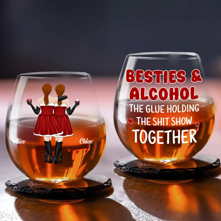 Crazy Night Besties - Personalized Custom Wine Glass