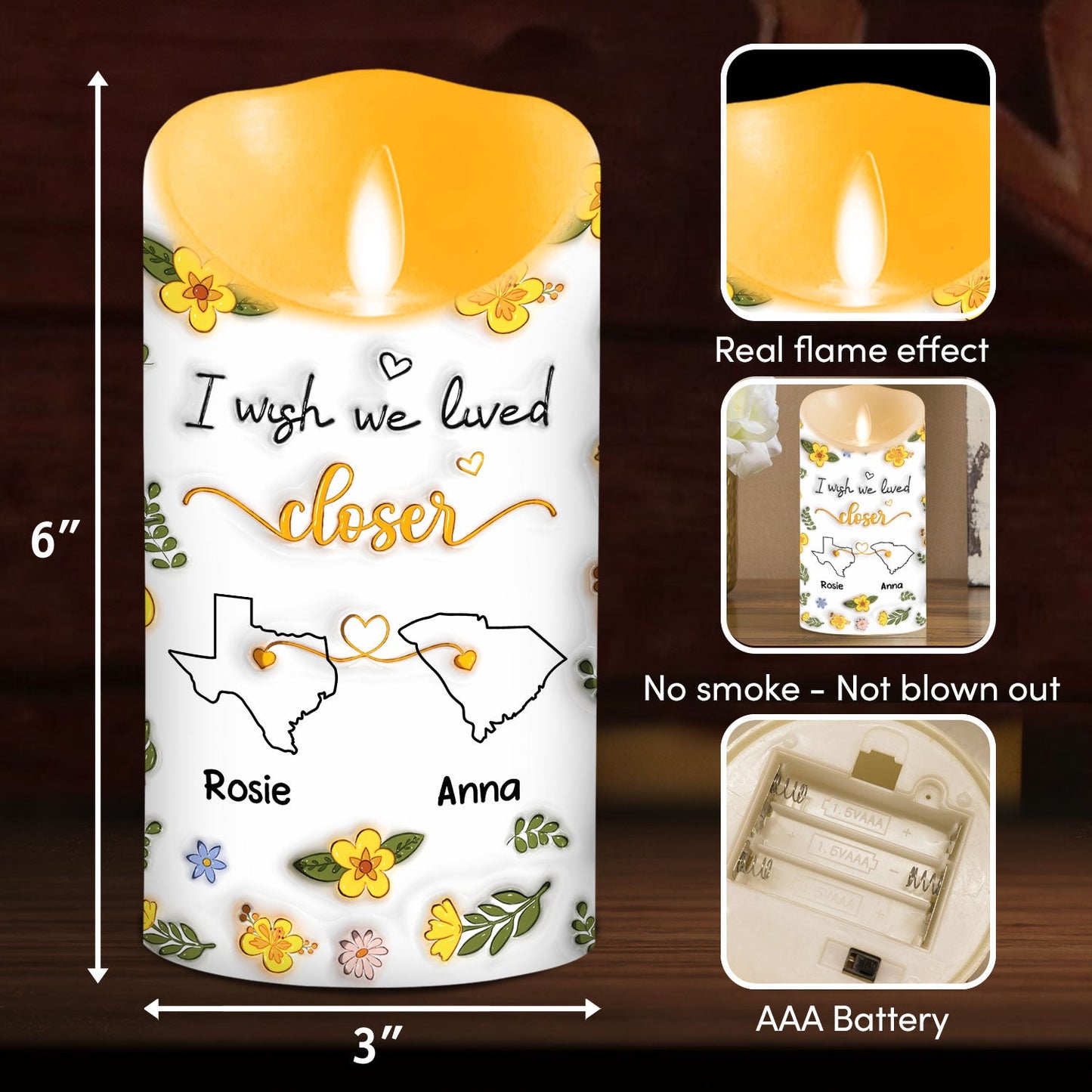 I Wish We Lived Closer - Personalized Custom 3D Inflated Effect LED Candle