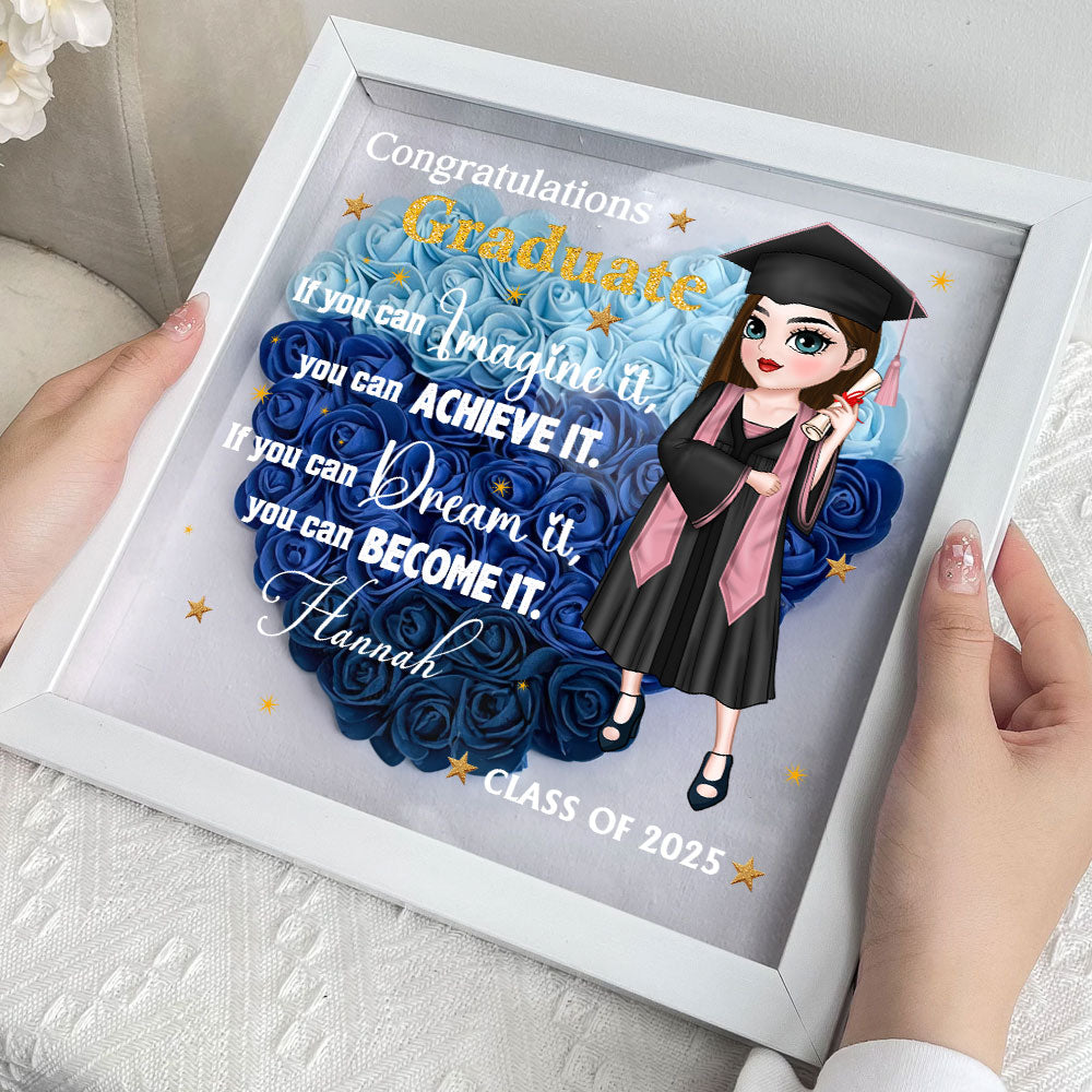 If You Can Dream It, You Can Become It - Personalized Custom Flower Shadow Box