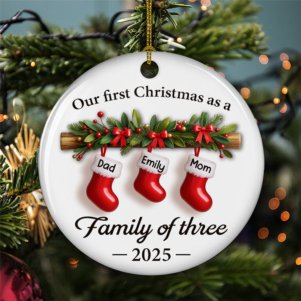 Little Stockings Big Love - Personalized Custom 3D Effect Ceramic Ornament