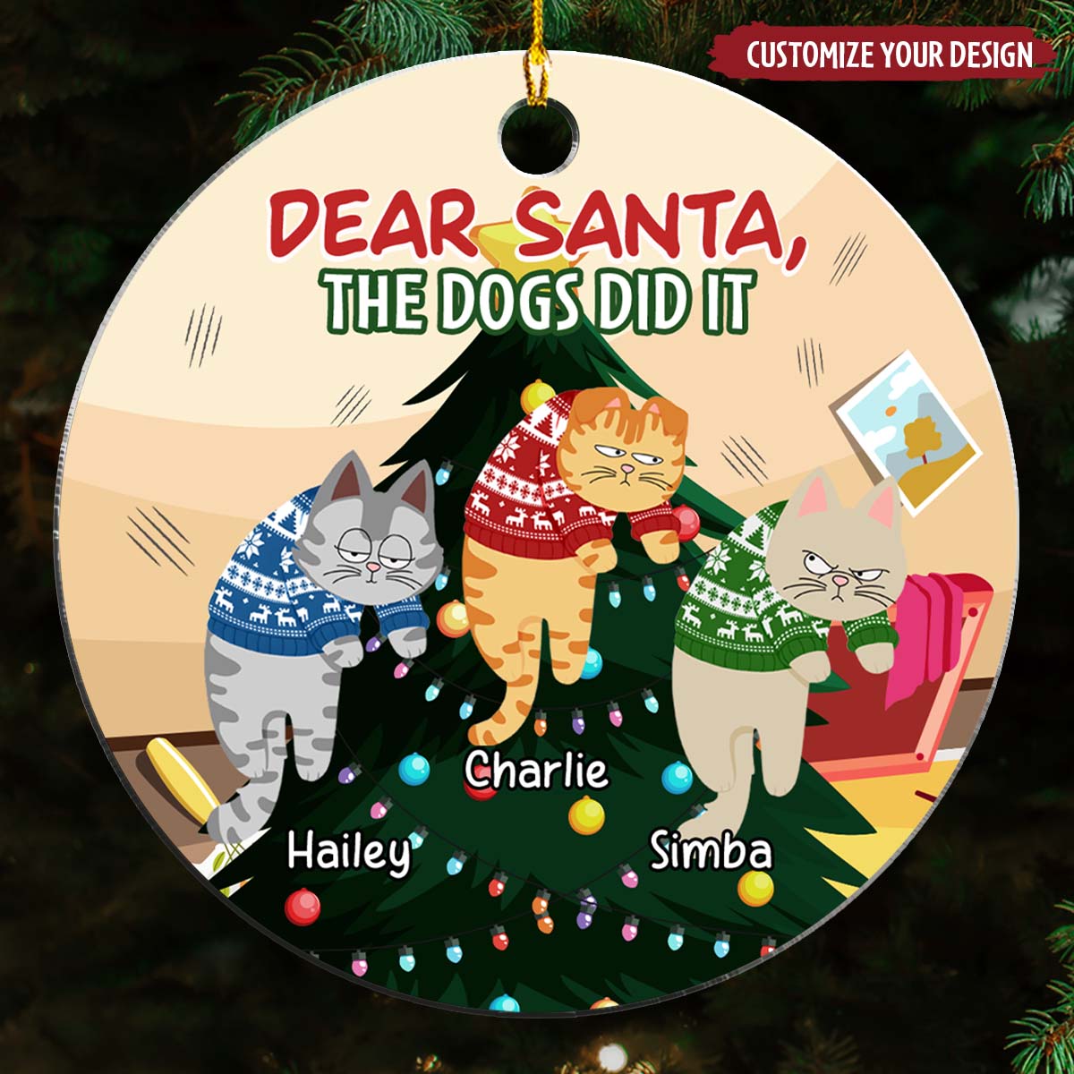Dear Santa The Dog Did It - Personalized Custom Acrylic Ornament