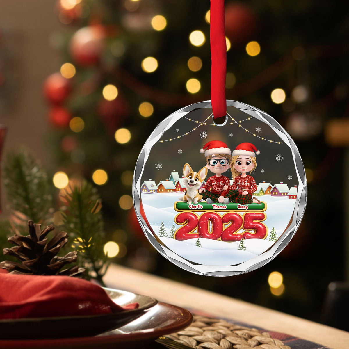 We And Our Dog - Personalized Custom Glass Ornament