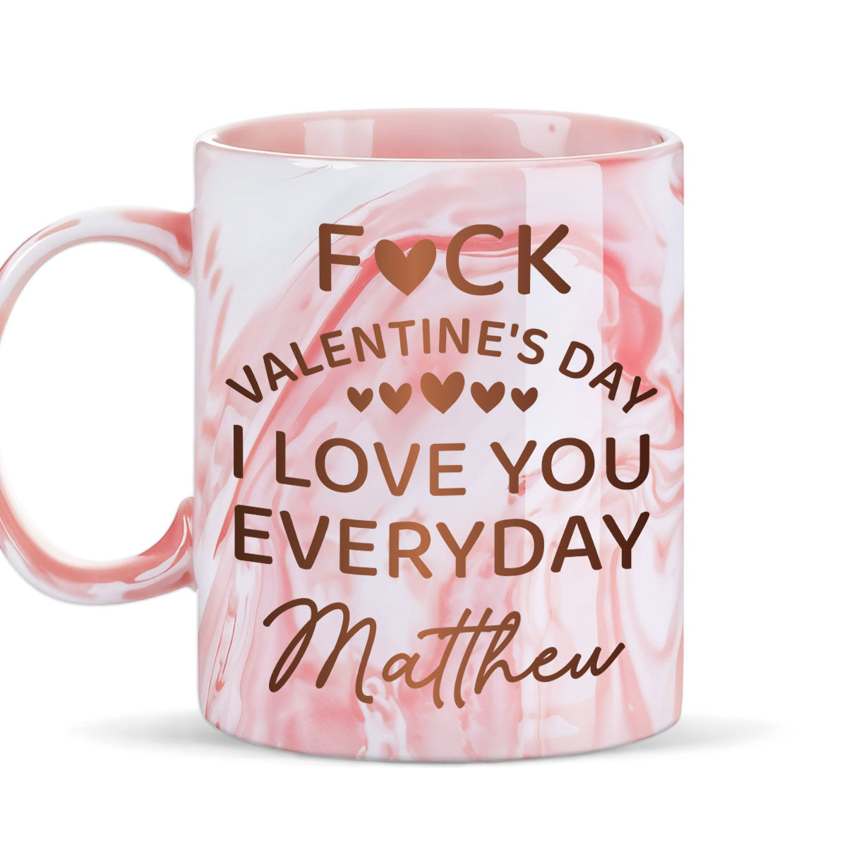 Naughty Valentine Day - Personalized Custom Pink Marble Mug