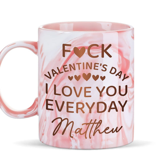 Naughty Valentine Day - Personalized Custom Pink Marble Mug