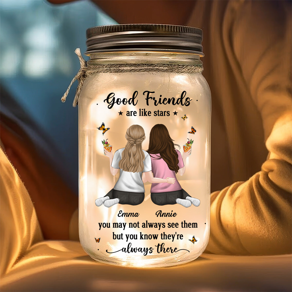 Friends Like Stars - Personalized Custom Mason Jar Light