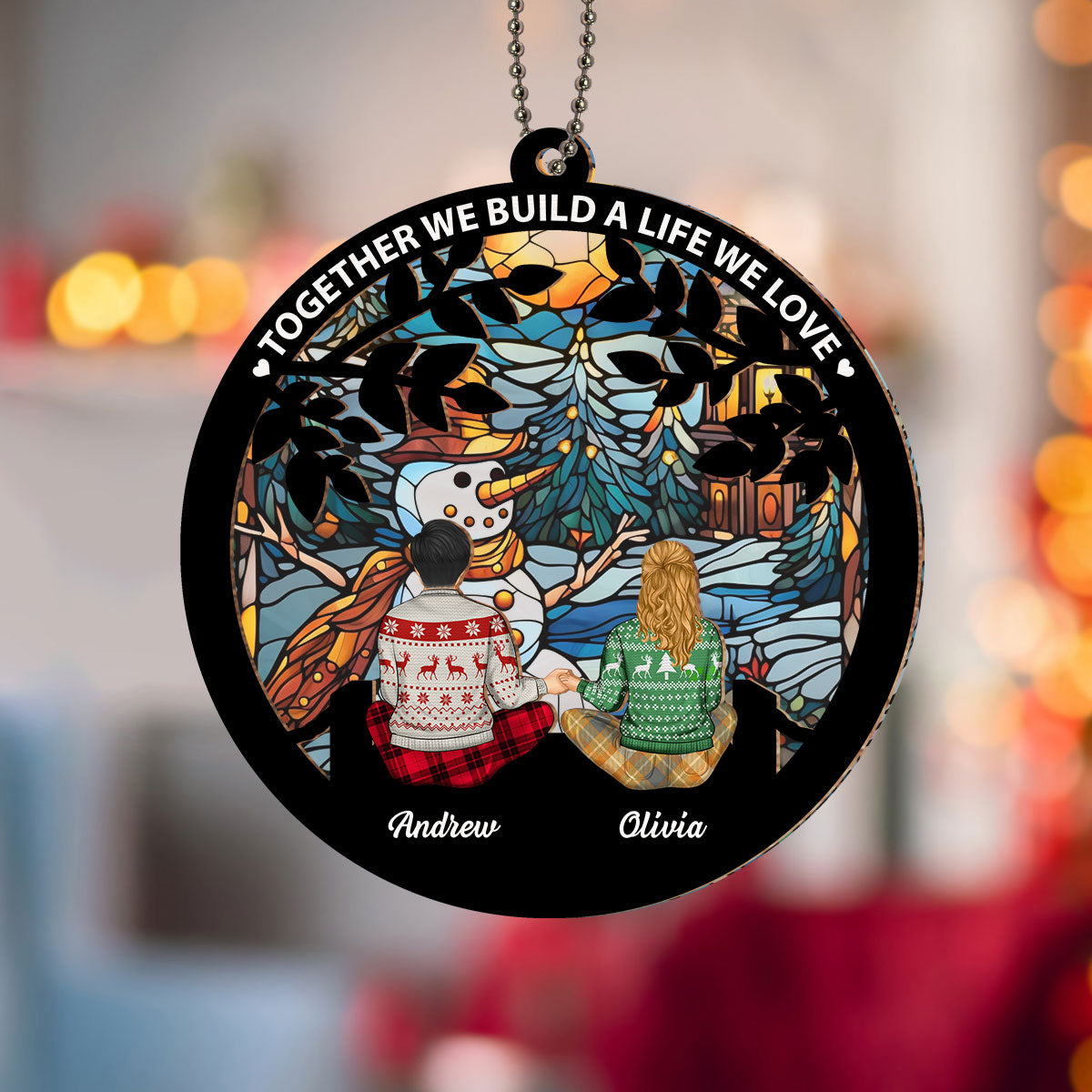 I Love You To The Moon And Back - Personalized Custom Suncatcher Ornament