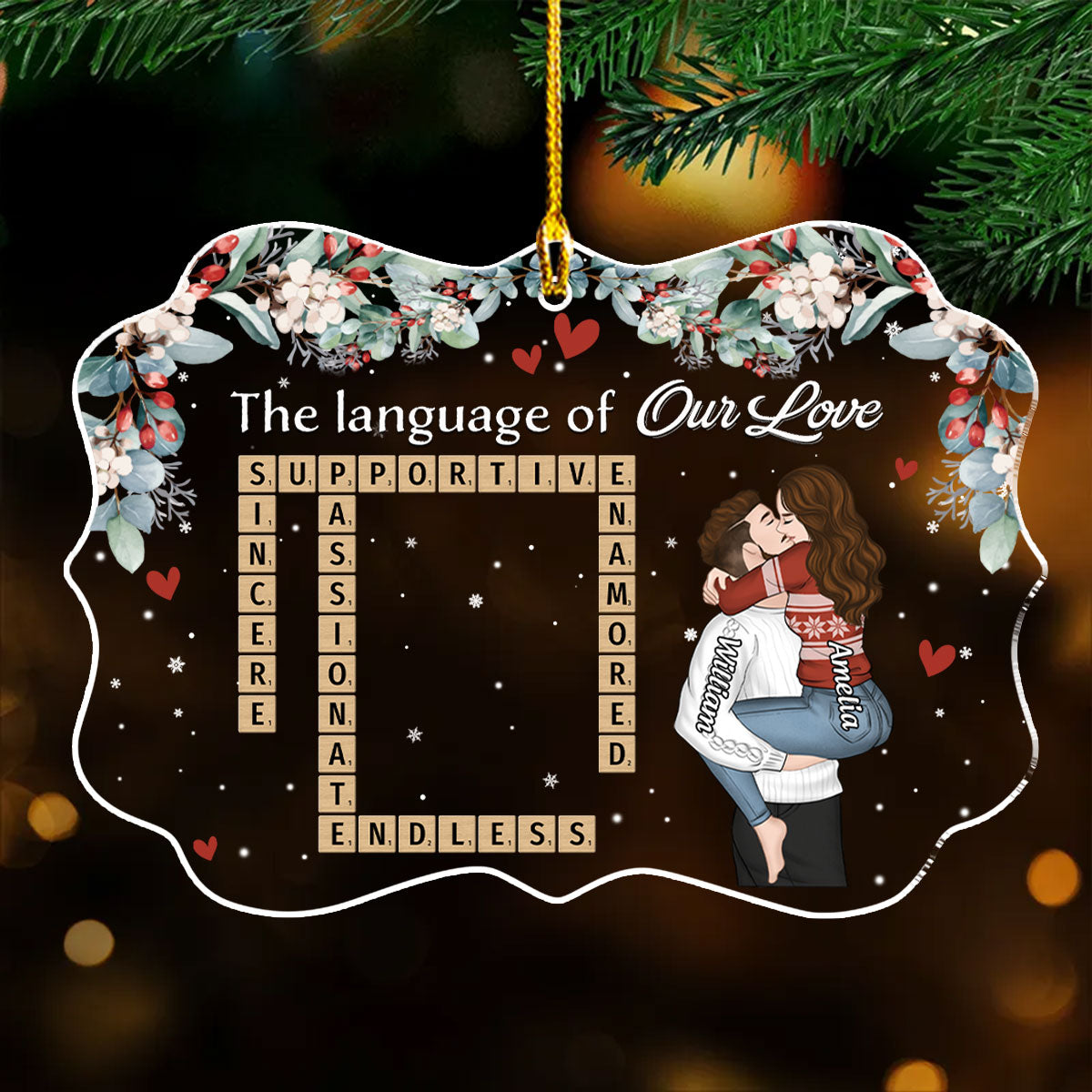 The Language Of Our Love - Personalized Custom Acrylic Ornament