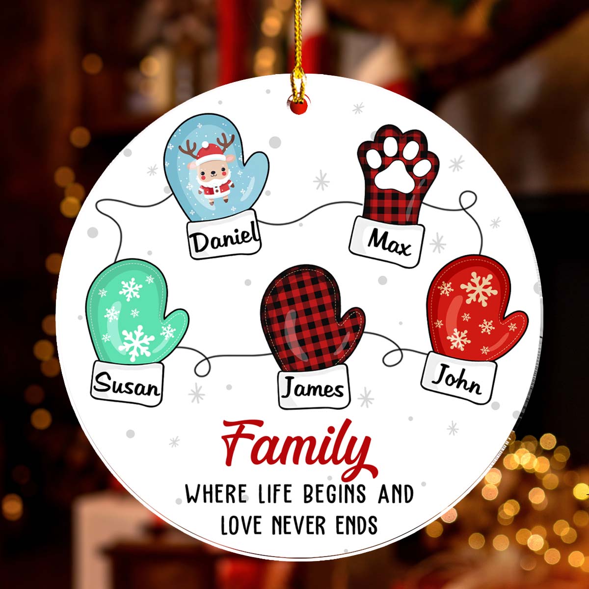 Family Where Life Begins And Love Never Ends - Personalized Custom Acrylic Ornament