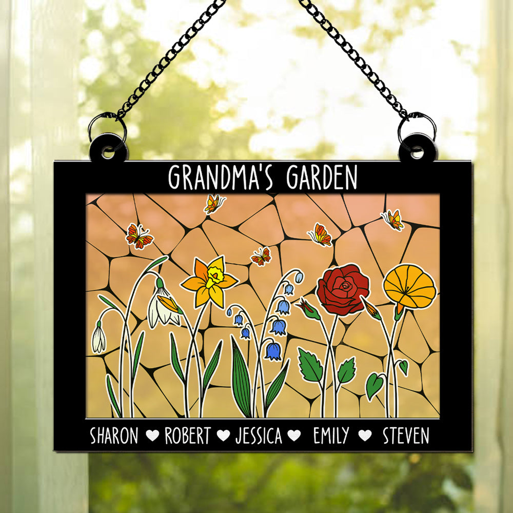 Grandmas Garden Custom Birth Month Flower - Personalized Custom Suncatcher